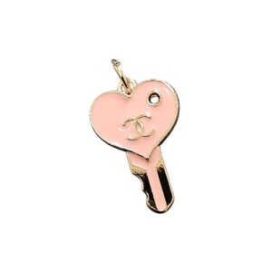CHANEL Stamped Pink Heart Key Charm/ Replacement Pull